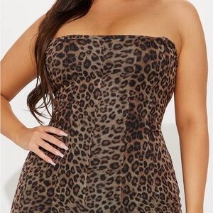 Fashion Nova Strapless Leopard Print Dress